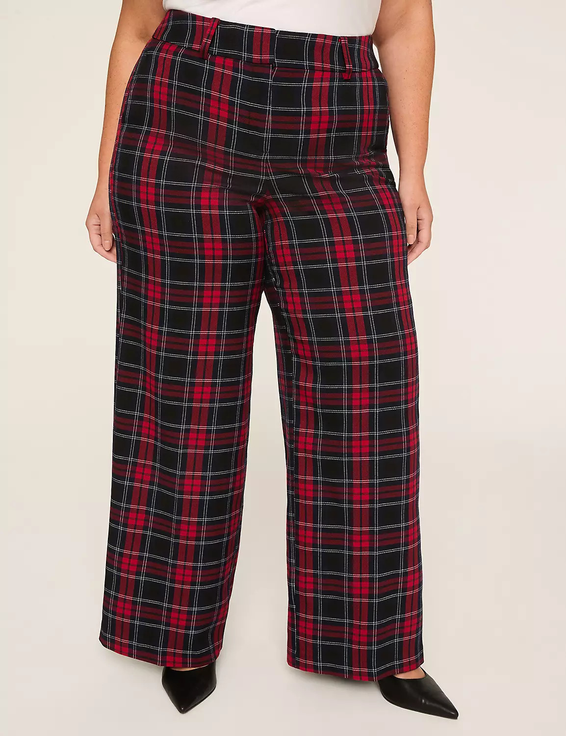 Perfect Drape High-Rise Plaid Wide Leg Pant | Lane Bryant (US)