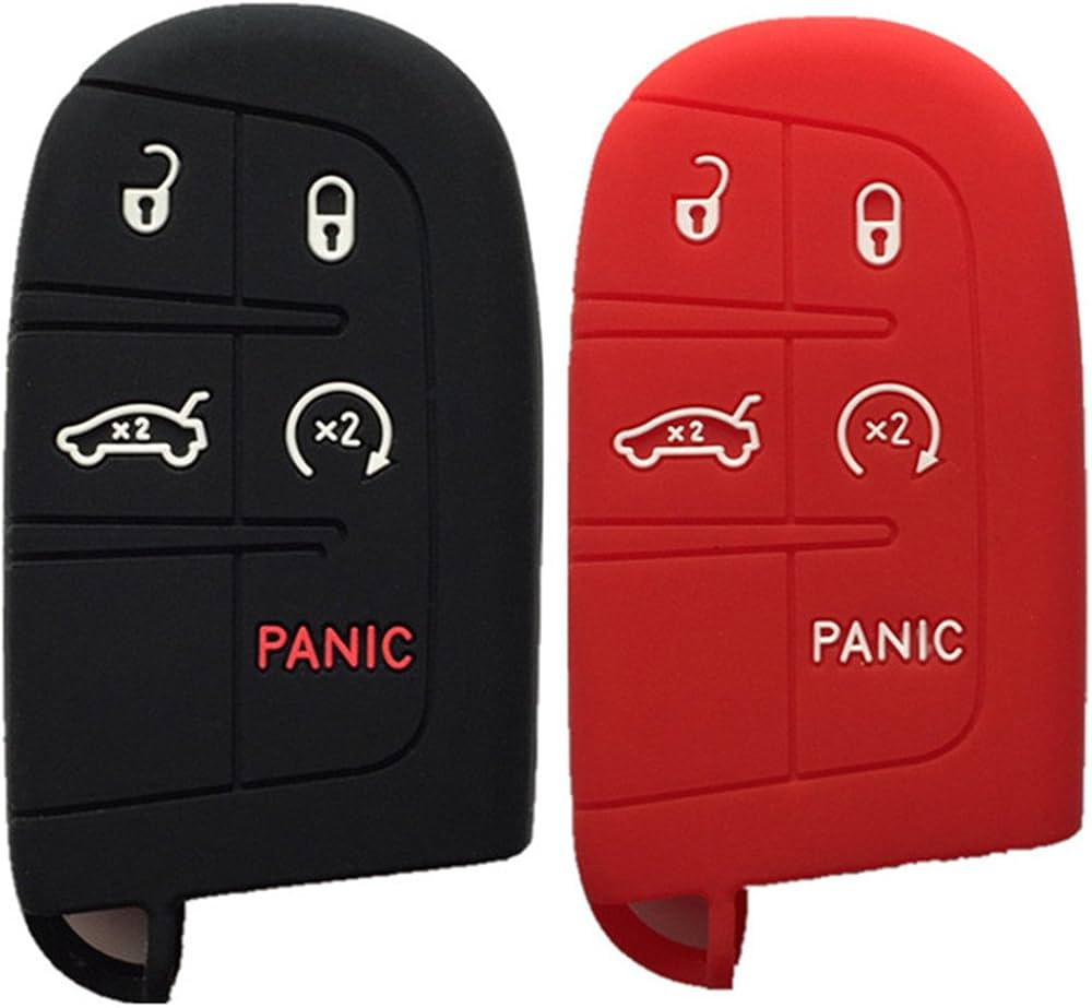 Black and Red Key Case Cover Jacket Silicone Rubber Fob Keyless Remote Holder Skin fit for JEEP F... | Amazon (US)