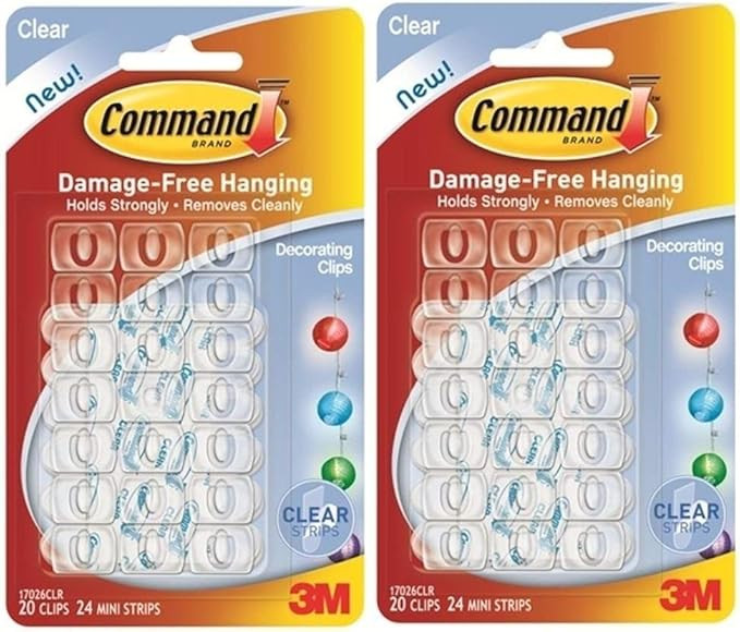 Command 2 X Christmas Xmas Fairy Light Hooks Clear [Twin Pack] SELF Adhesive Hooks & Strips | Amazon (UK)