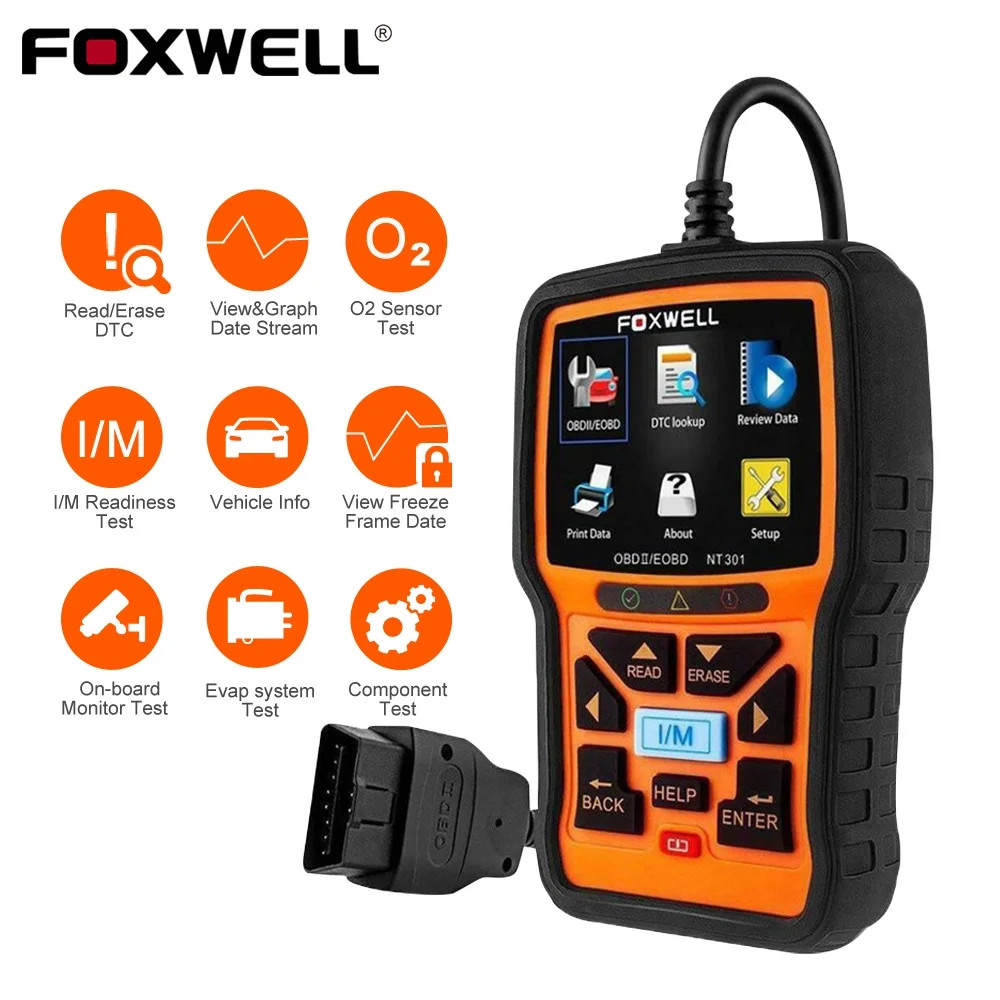 Foxwell NT301 OBD2 Scanner Check Engine Light Read Clear Error Code Reader OBDII Auto Diagnostic ... | Walmart (US)