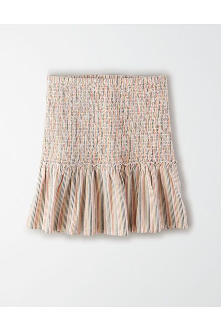 AE High-Waisted Smocked Ruffle Mini Skirt Women's Multi L | American Eagle Outfitters (US & CA)