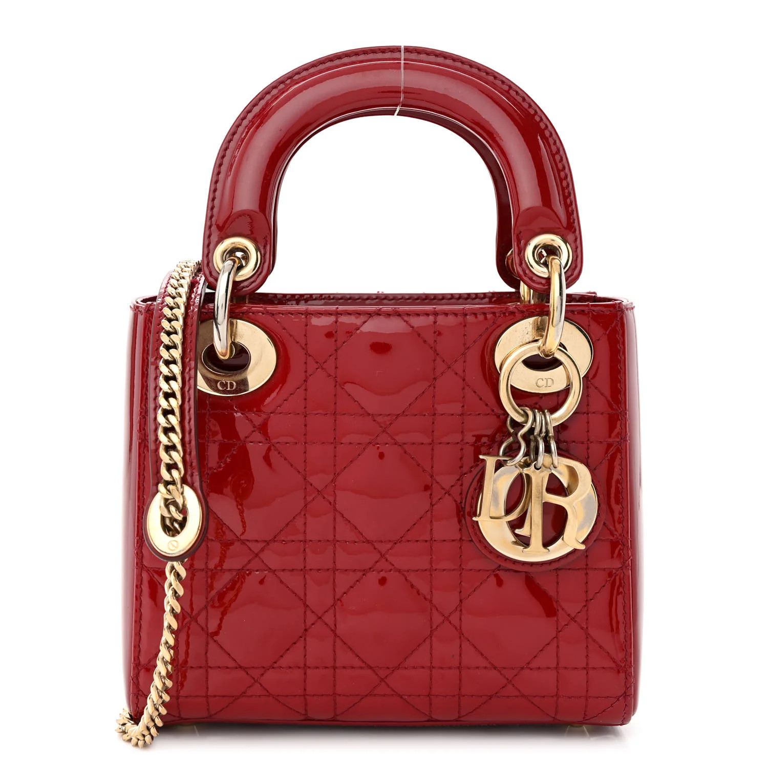 CHRISTIAN DIOR Patent Cannage Mini Lady Dior Red | FASHIONPHILE | FASHIONPHILE (US)