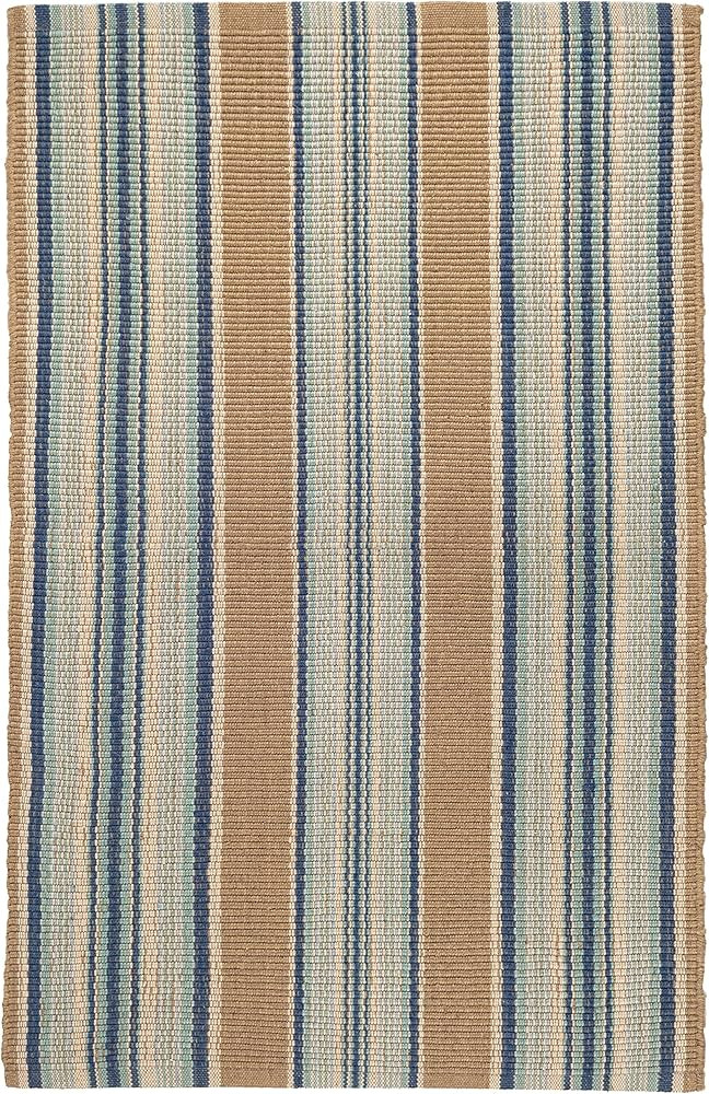 Dash & Albert Blue Heron Stripe Handwoven Cotton Rug, 2 X 3 Feet, Blue Stripe Pattern | Amazon (US)