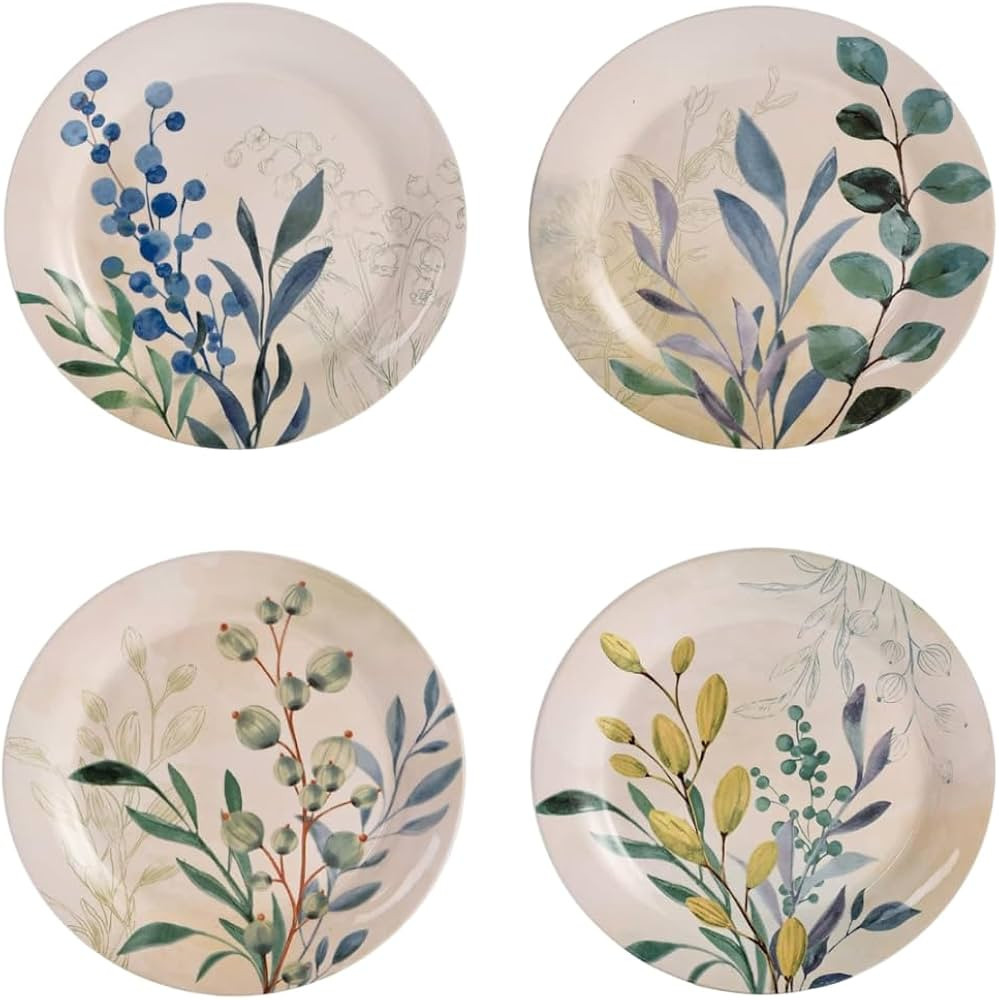 Bico Botanical Valley Ceramic Salad Plates, 8.75 inch, Set of 4, for Salad, Appetizer, Microwave ... | Amazon (US)