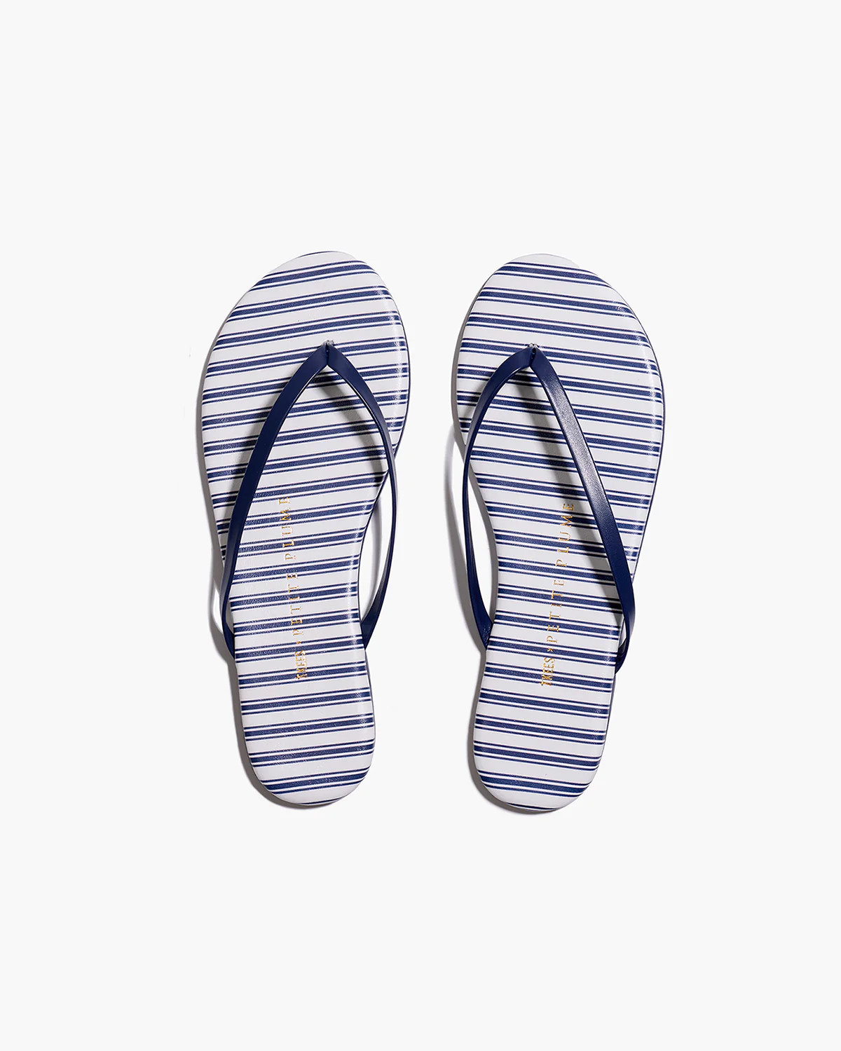 Petite Plume x TKEES Lily Sandal in Navy French Ticking | Petite Plume