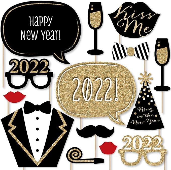 Big Dot of Happiness New Years Eve Party - Gold - 2022 New Year's Photo Booth Props Kit - 20 Coun... | Amazon (US)