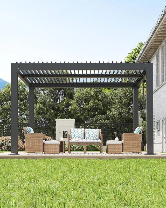 Louvered Pergola with Adjustable Roof, Reinforced Aluminum Frame & Drainage System for Patio | Wayfair North America