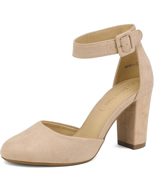 DREAM PAIRS Women's High Heel Closed Toe Chunky Wedding Pumps Shoes | Amazon (US)