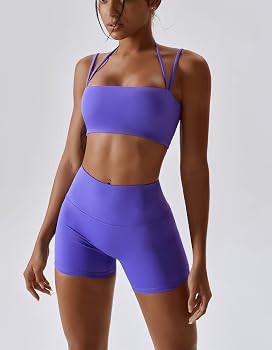 ABOCIW Workout Sets for Women 2 Piece Twist Front Halter Sports Bras High Waist Biker Shorts Exer... | Amazon (US)