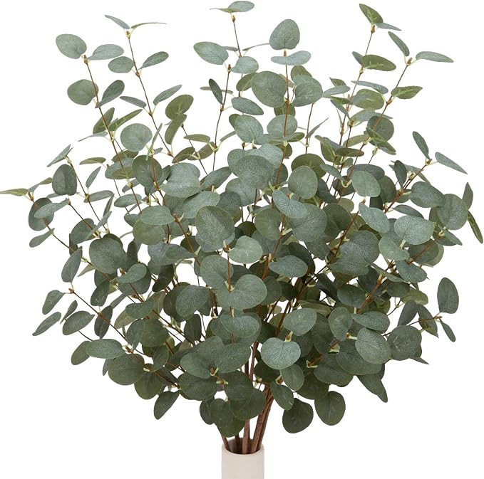 6 Pcs 27" Eucalyptus Stems Greenery Stems Eucalyptus Leaf Spray in Green Silk Plastic Plants Flor... | Amazon (US)