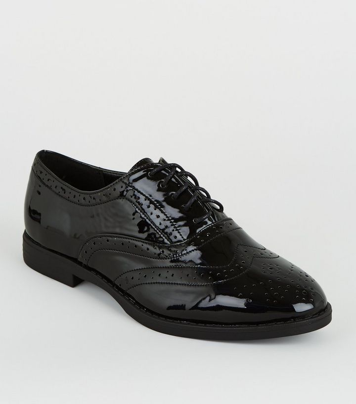 Wide Fit Black Patent Lace Up Brogues
						
						Add to Saved Items
						Remove from Saved Ite... | New Look (UK)