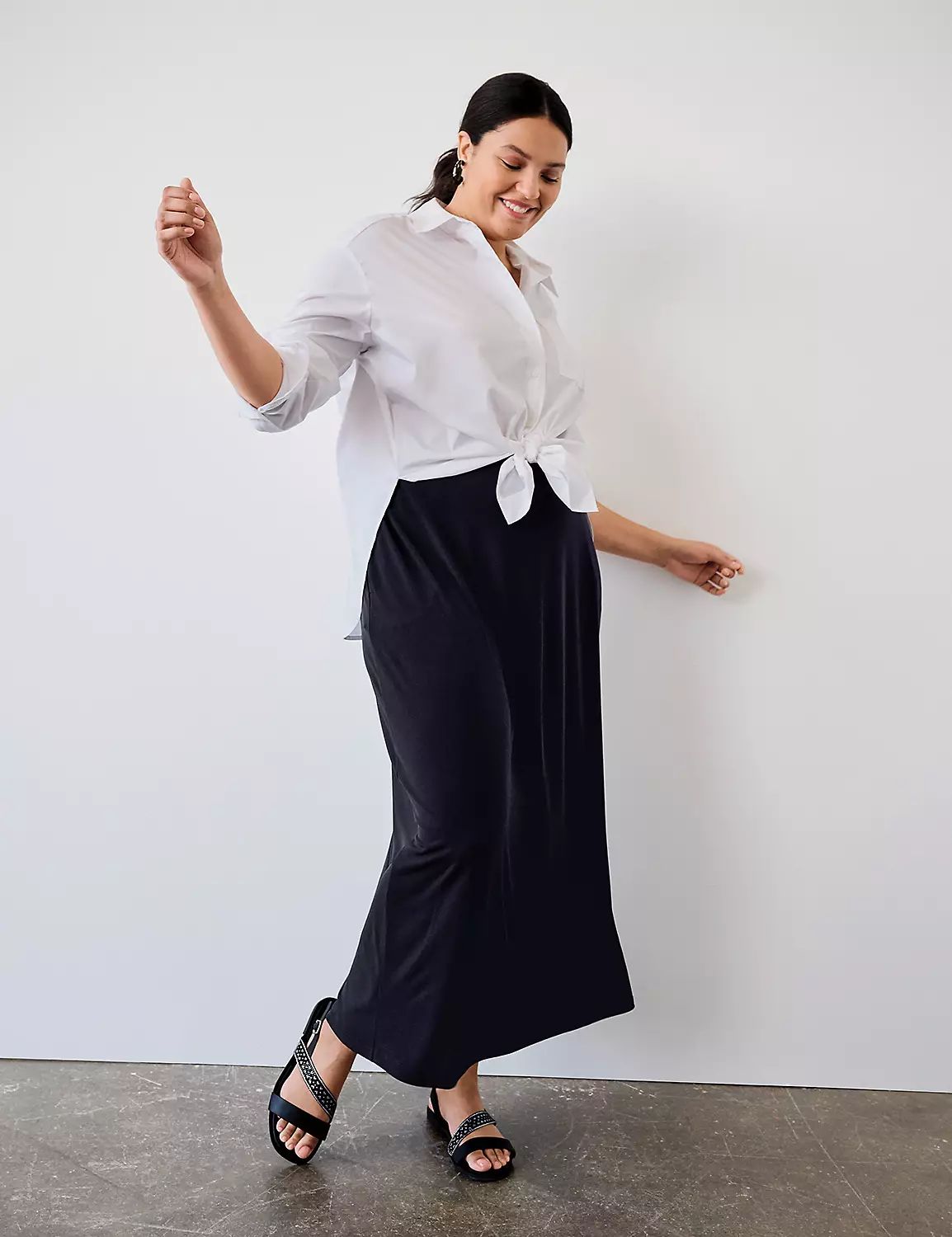 Matte Jersey Side-Slit Maxi Skirt | LaneBryant | Lane Bryant (US)