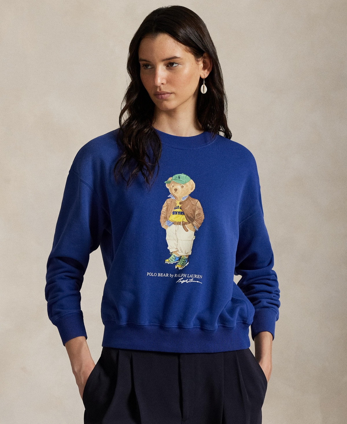 Polo Ralph Lauren Women's Polo Bear Lightweight Fleece Crewneck Sweatshirt - Blue Yacht | Macy's