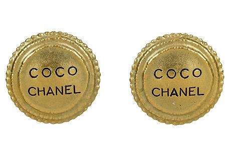 Chanel Satin Gold Coco Earrings, 1995 | One Kings Lane