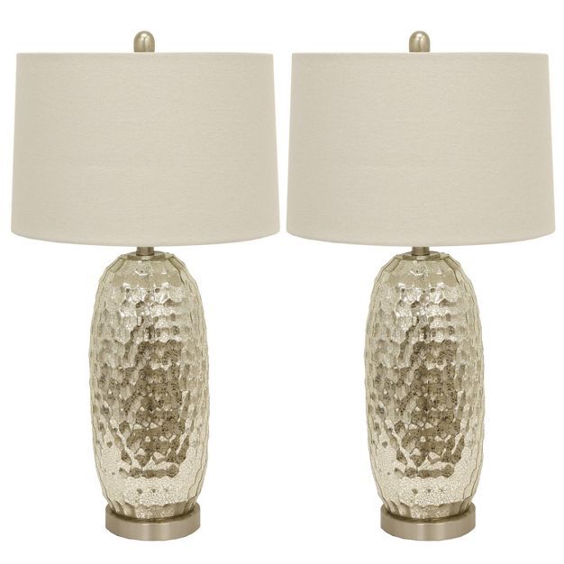 20.5" Set of 2 Antique Mercury Dimple Glass Table Lamps Gold - Decor Therapy | Target