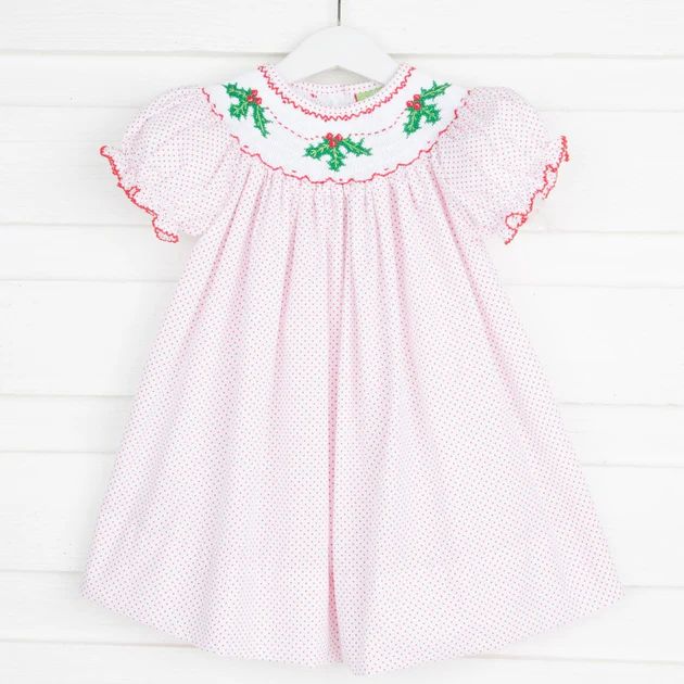 Holly Smocked White Dotted Dress | Classic Whimsy