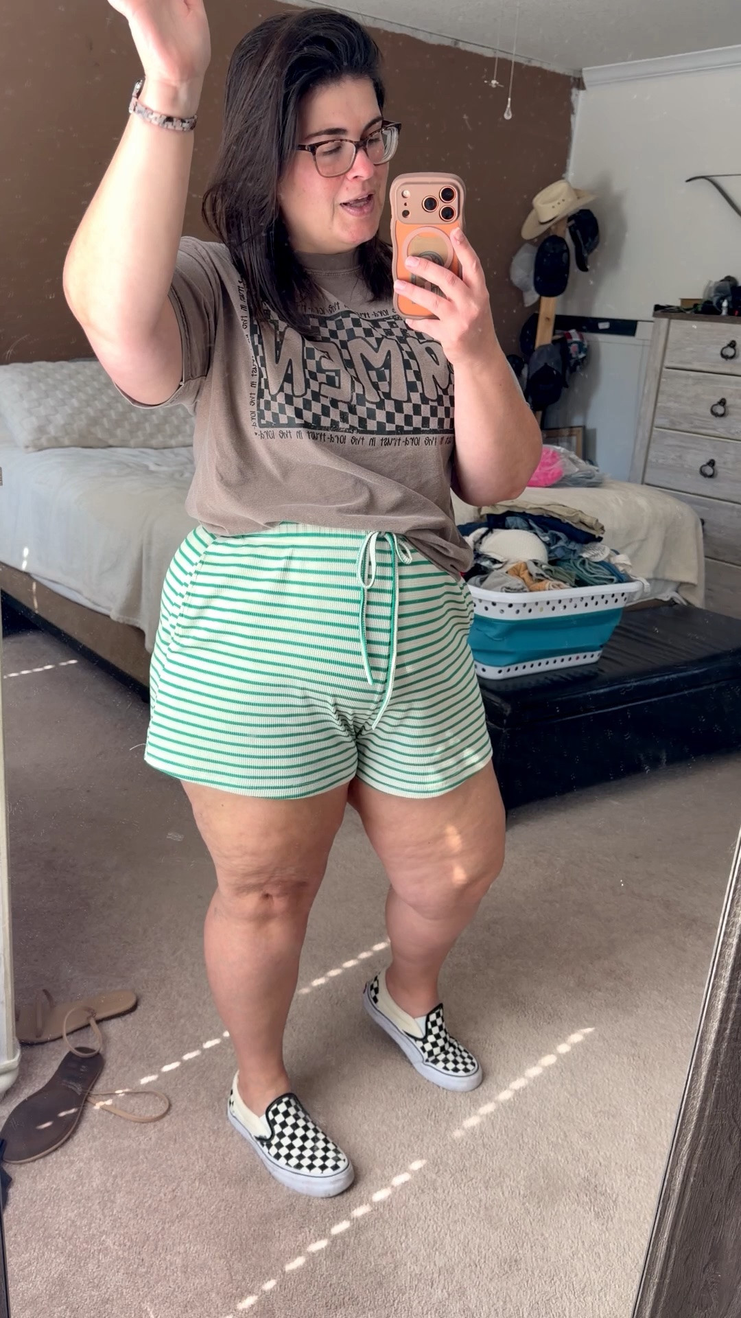 Comfy but still cute ✔️

Easy graphic tee + drawstring shorts = the kind of outfit I’ll wear on repeat all summer. The front tuck gives just enough shape, and these shorts are actually thigh-friendly (we love a win).

Size deets:
Shorts: XXL
Shirt: large

#LTKootd #LTKmomlife #LTKMidsize