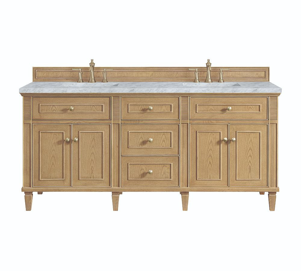 Lucea Double Sink Vanity, Light Natural Oak w/ Carrara White Marble Top (72"") | Pottery Barn (US)