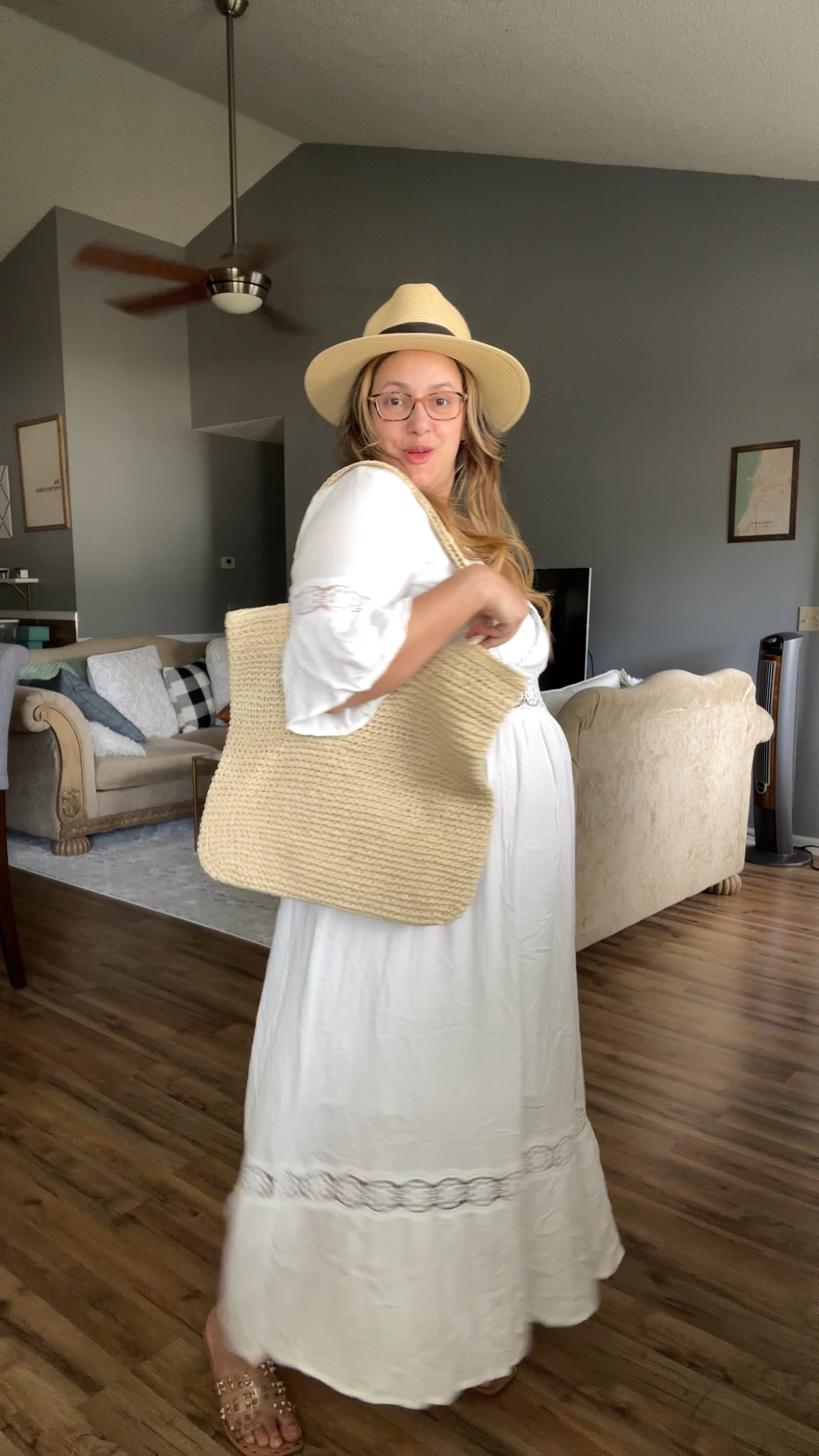Bump friendly vacation outfits! This maxi bohemian dress is perfect for my upcoming cruise! So excited 🤗 paired with my straw boho bag, hat & studded sandals 🥰

Currently 23 weeks, usually size 14, sized up to xxl in maternity dress for extra comfort

#LTKbump #LTKmidsize #LTKstyletip