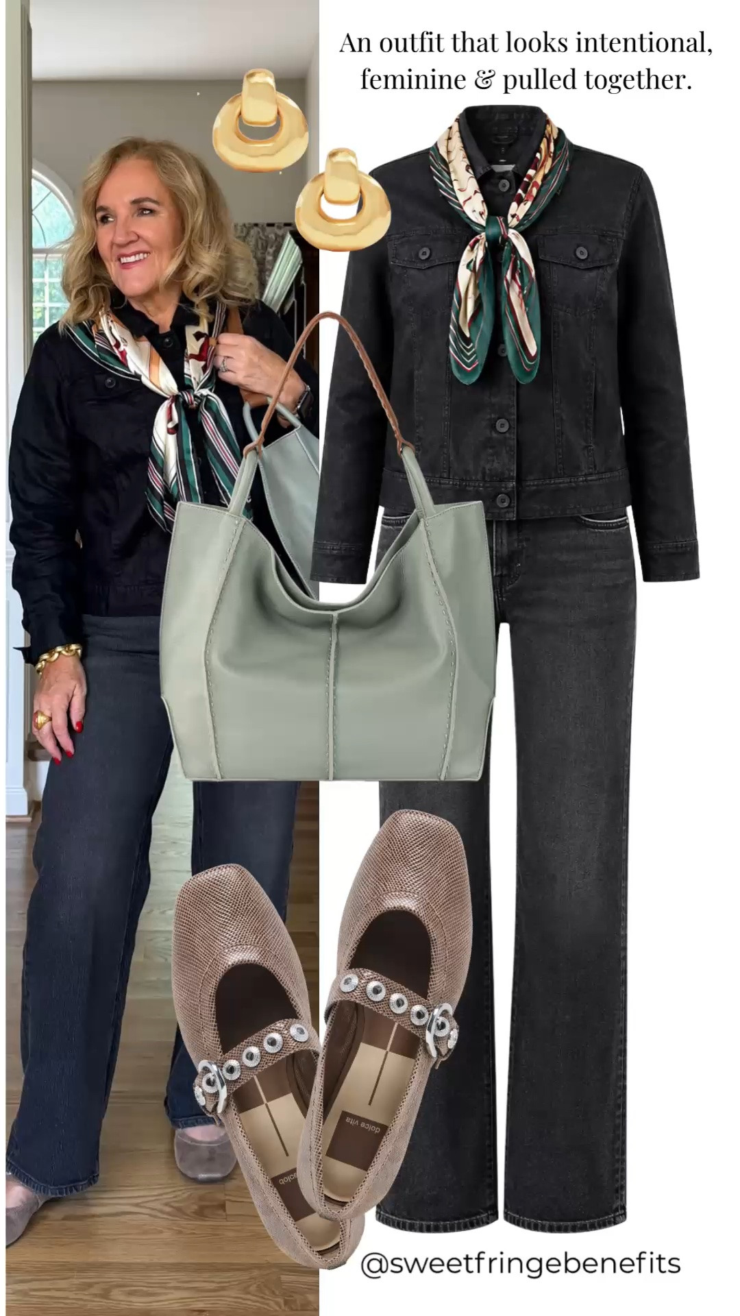 This dark denim jumpsuit is such an easy way to look intentional and pulled together. I love it with a feminine printed scarf, soft sage bag, and pretty woven flats.

💡 LTK MADE EASY
❤️ Heart = Support my posts!
🔖 Save = Get sale & restock alerts
📋 Lists = Keep favorites organized
📲 Share = Send lists and products to a friend. Hello, Christmas List!
💬 Comment = Ask me anything about what I'm wearing.:-)

#LTKootd #LTKWorkwear #LTKOver40