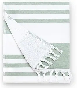 Laguna Beach Textile Co. Soft Turkish Fouta Beach Towel - Sage Green, 400 GSM | Amazon (US)