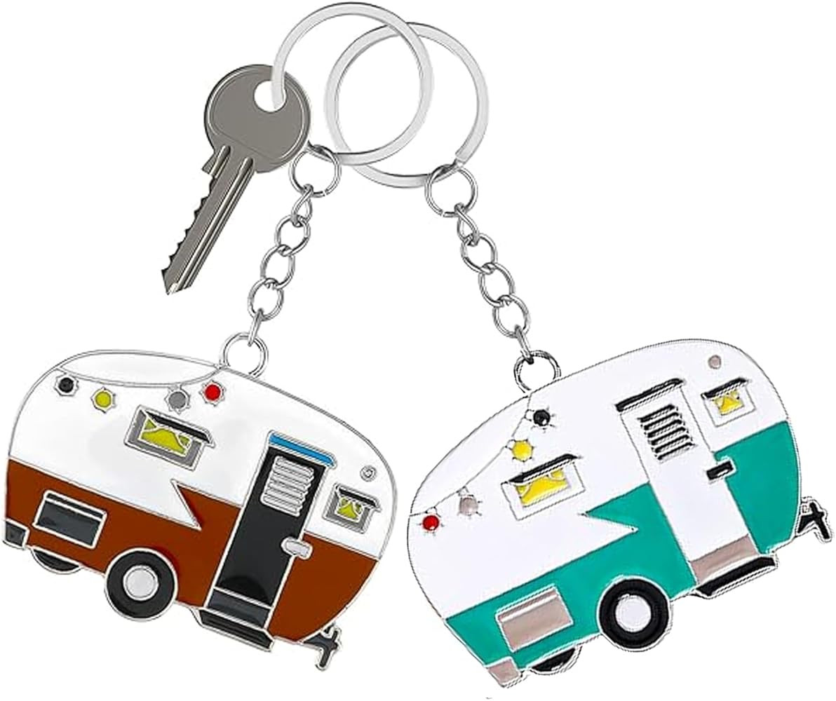 2 Pack Camper Keychain Set Happy RV Camper Keyring Couples Camping Accessories for Men Women Trav... | Amazon (US)