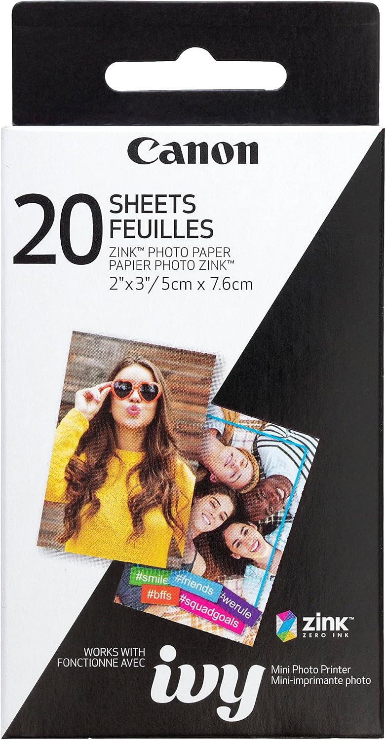 Canon IVY ZINK 2" x 3" Photo Sticker Paper 20 sheets Pack | Amazon (US)
