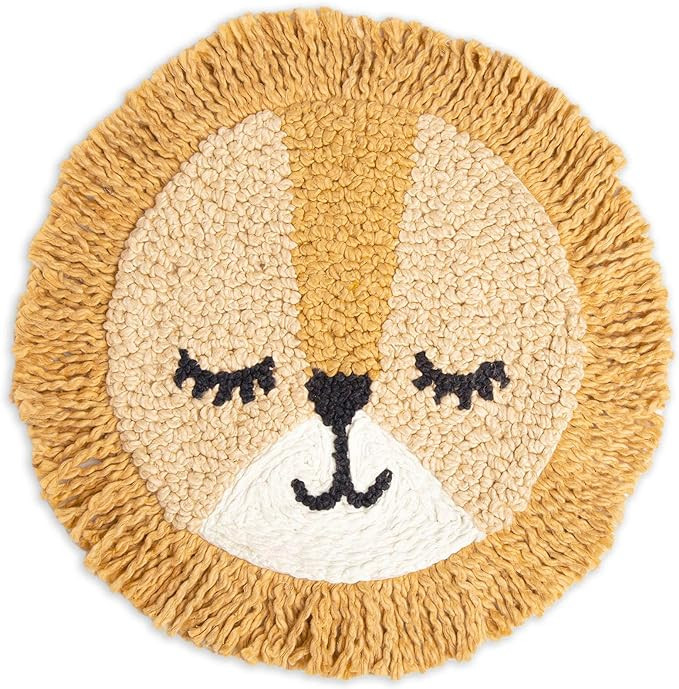 Crane Baby Pillow, Decorative Round Animal Pillow for Nursery and Toddler Rooms, Lion, 12" x 12" | Amazon (US)