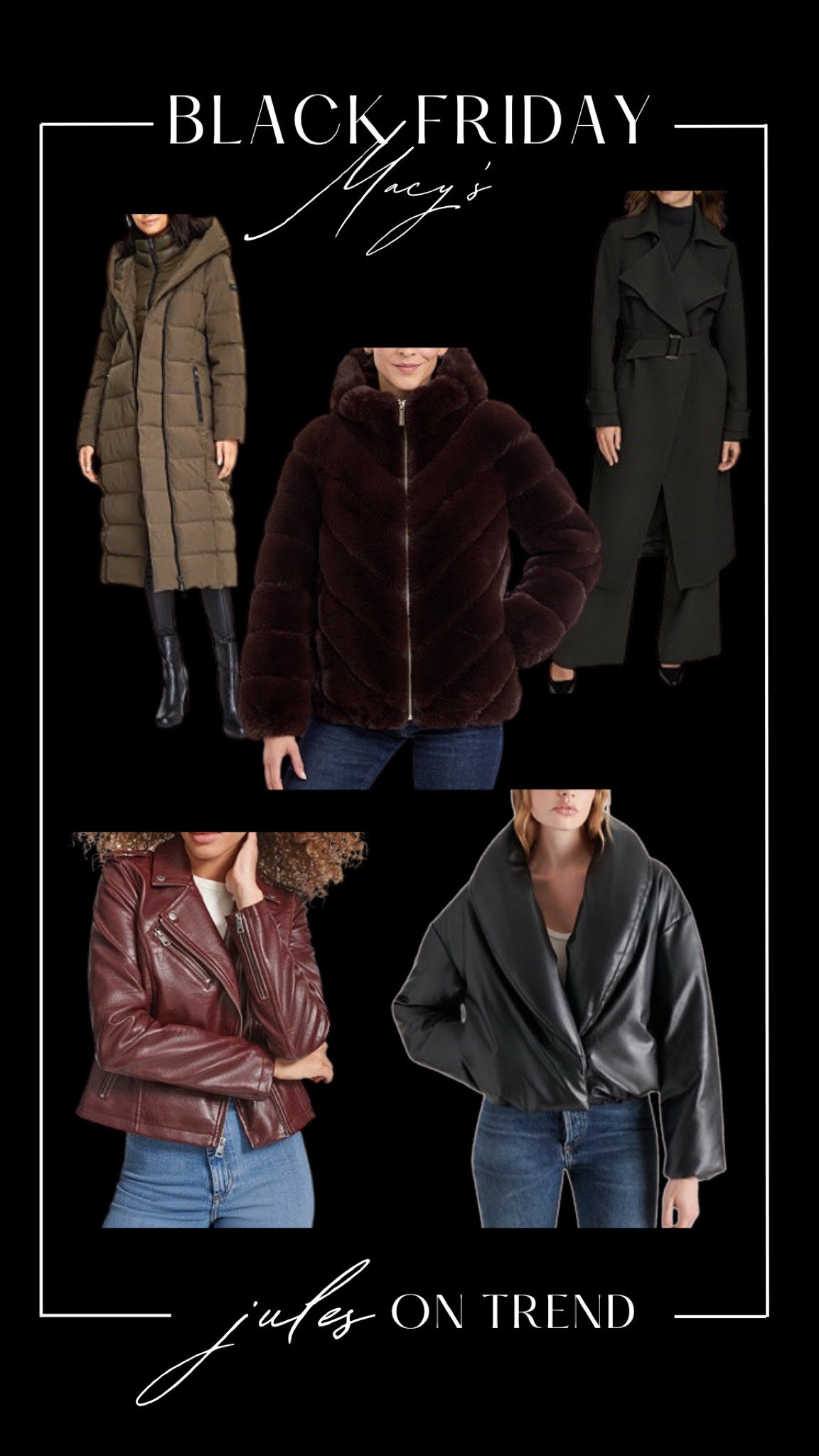 Black Friday deals on coats and jackets at Macy’s! 

Puffer coats, wool coats, jean jackets, and trench coats. 

Buy for self to throw over those holiday outfits, or buy as a gift for her.

#LTKFindsUnder100 #LTKCyberWeek #LTKGiftGuide
