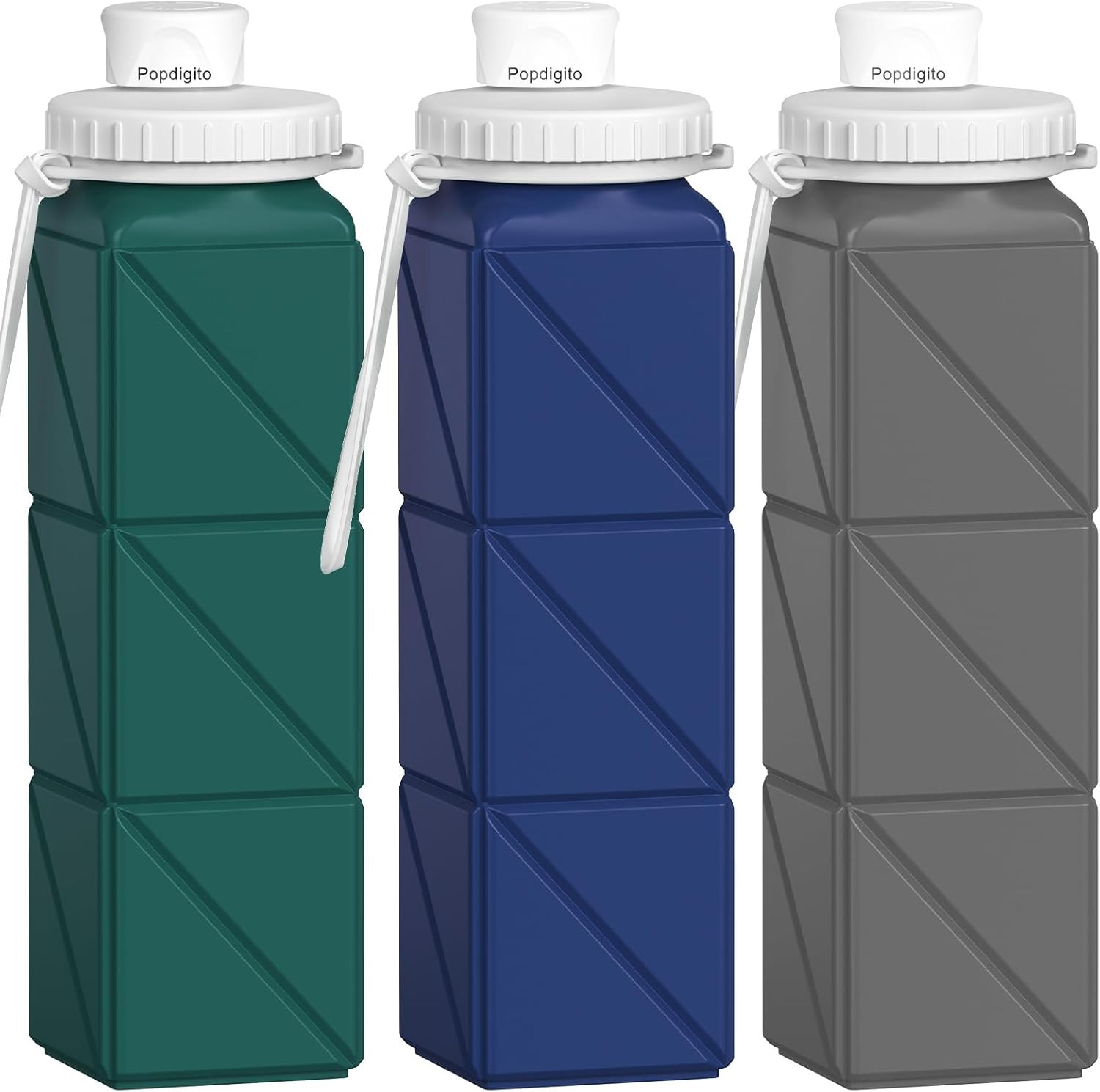 3 pack Collapsible Water Bottles,Silicone Foldable Portable Water Bottle 20.6oz, Lightweight Reus... | Amazon (US)