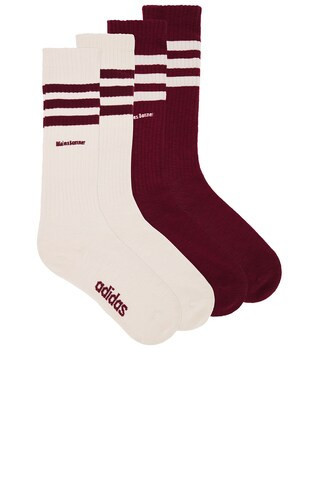 adidas by Wales Bonner 3s Socks in Wonder White & Collegiate Burgundy - Burgundy. Size XL (also in ). | FWRD 