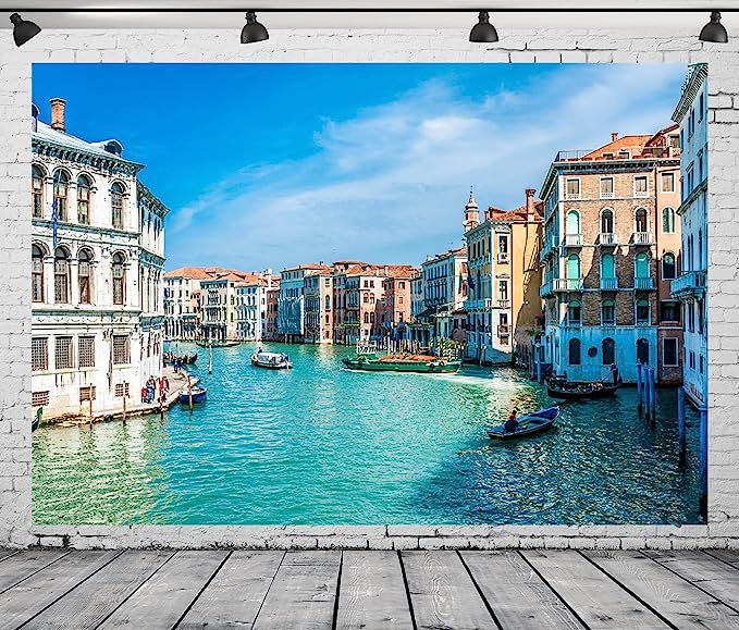 BELECO 7x5ft Fabric Venice Italy Backdrop Gondola Famous Rialto Bridge in Venice Europe Photograp... | Amazon (US)