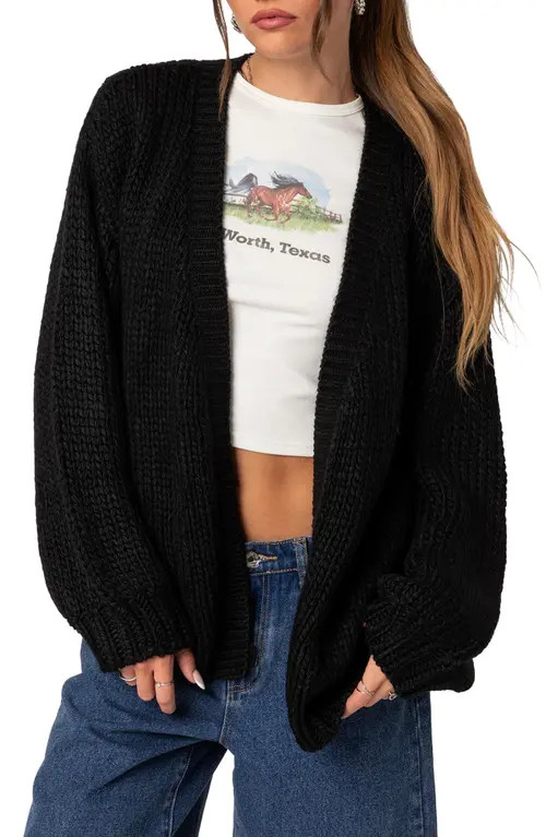 EDIKTED Anina Oversize Cardigan in Black at Nordstrom, Size X-Small | Nordstrom