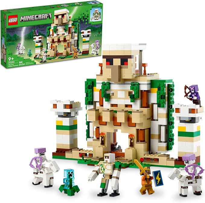 LEGO Minecraft The Iron Golem Fortress 21250 Building Toy Set, Playset Featuring a Crystal Knight... | Amazon (US)
