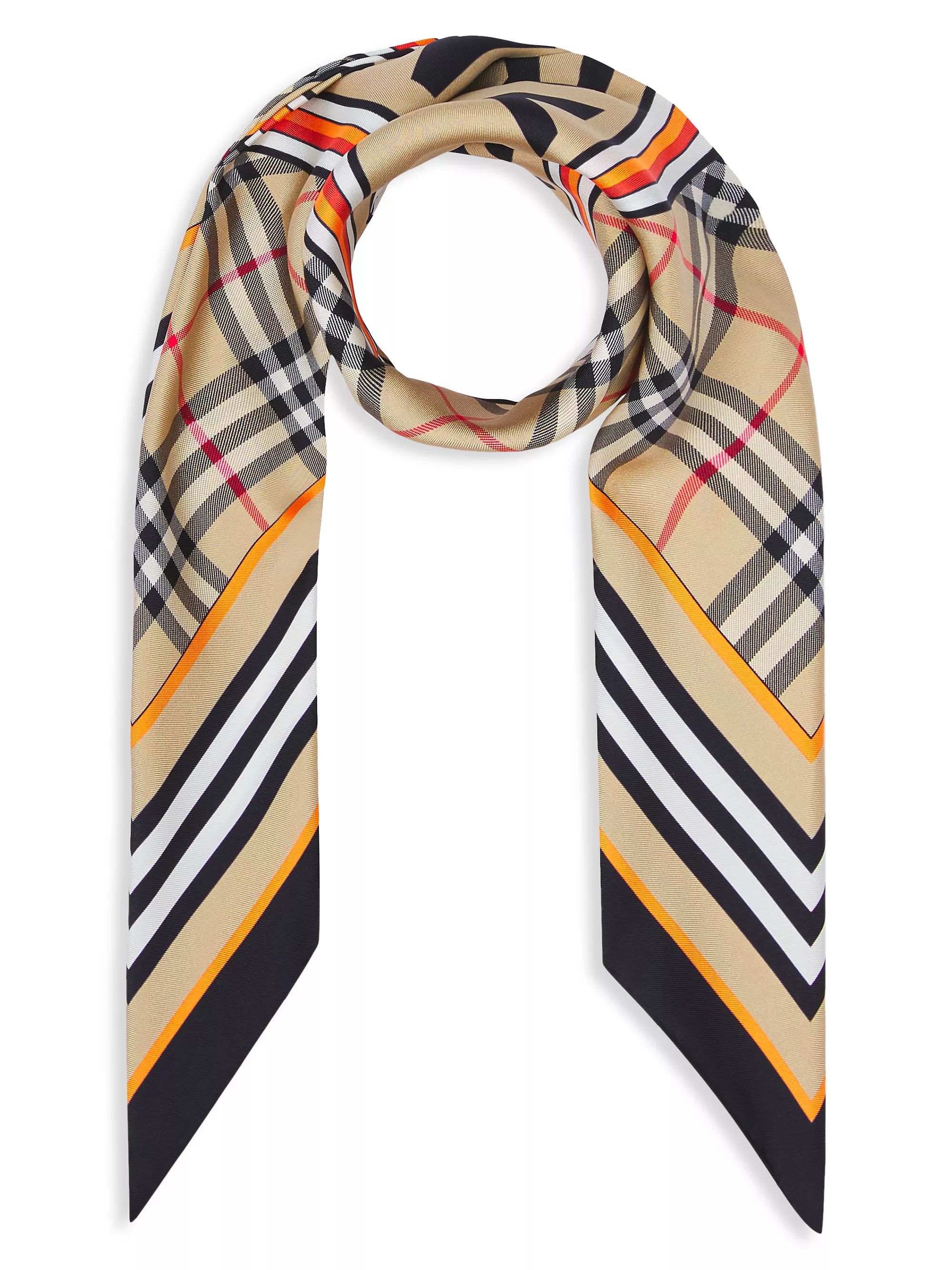 Heritage Stripe Border Silk Twilly | Saks Fifth Avenue