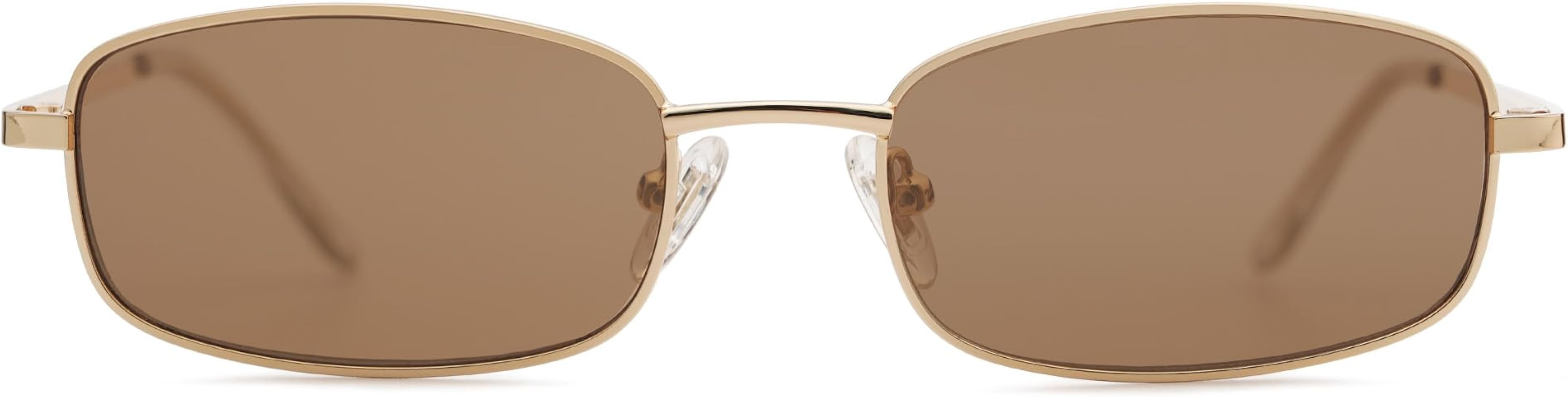 SOJOS Small Y2k Narrow Rectangle Sunglasses Womens Mens Retro 80s 90s Skinny Sunnies SJ1187 | Amazon (US)