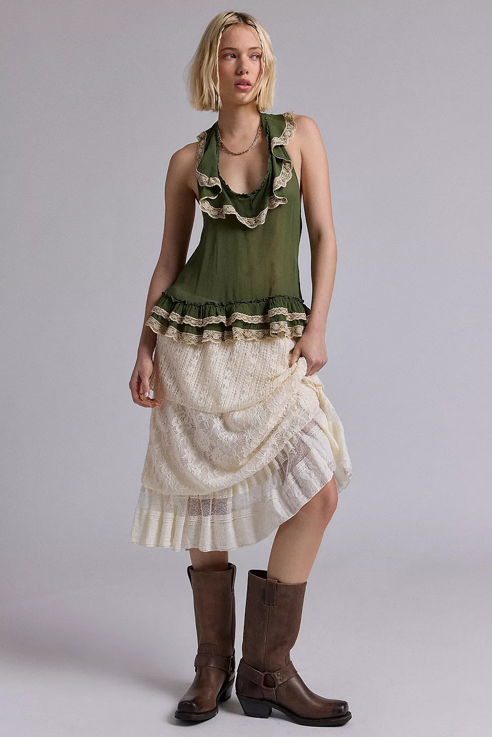 Ecote Lacey Halterneck Top | Urban Outfitters UK