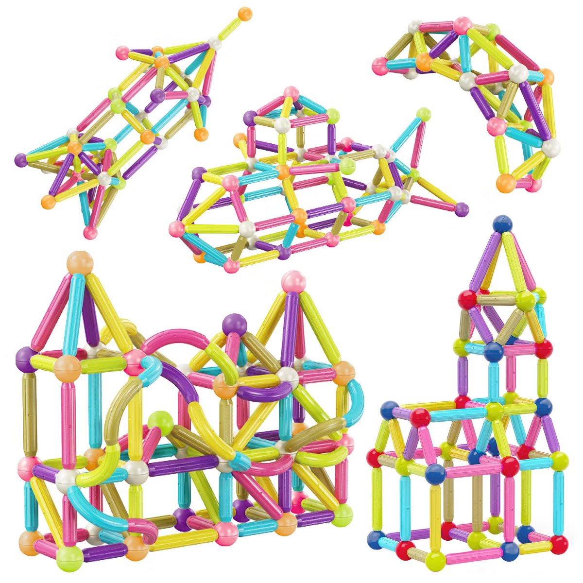 PICASSO-TILES Magnetic Stick for Kids, 100PCS Stacking Construction STEM Building Blocks Set, Edu... | Target