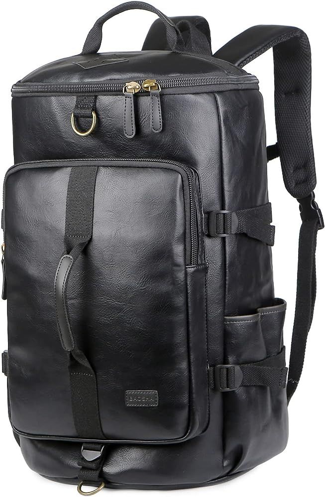 BAOSHA HB-26 3-Ways Leather Men Holdall Weekend Travel Duffel Tote Bag Backpack Shoulder Bags Con... | Amazon (UK)