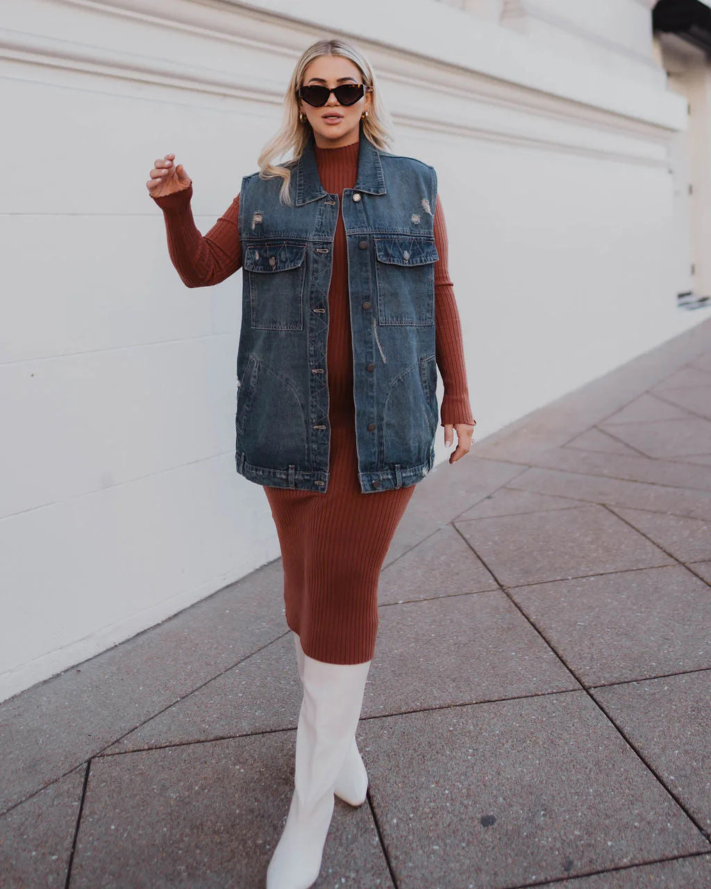 Adriel Oversized Denim Vest | VICI