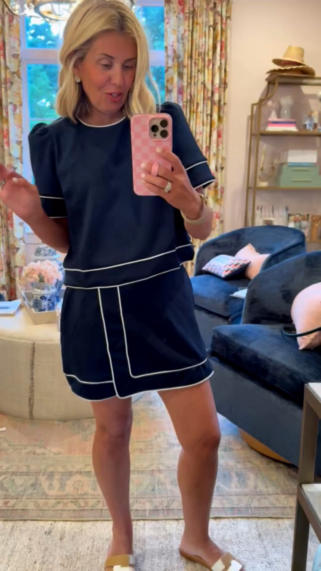 Y’all know I’m obsessed with this outfit! The Willow Tree is such a yes! I’m in small top & skort and 8 sandals tts. 
￼ 
 *Use my code Catherine20 at A+B
 *Use code Mixandmatchmadness at Loopy

#LTKdayinmylife #LTKOver40 #LTKSeasonal