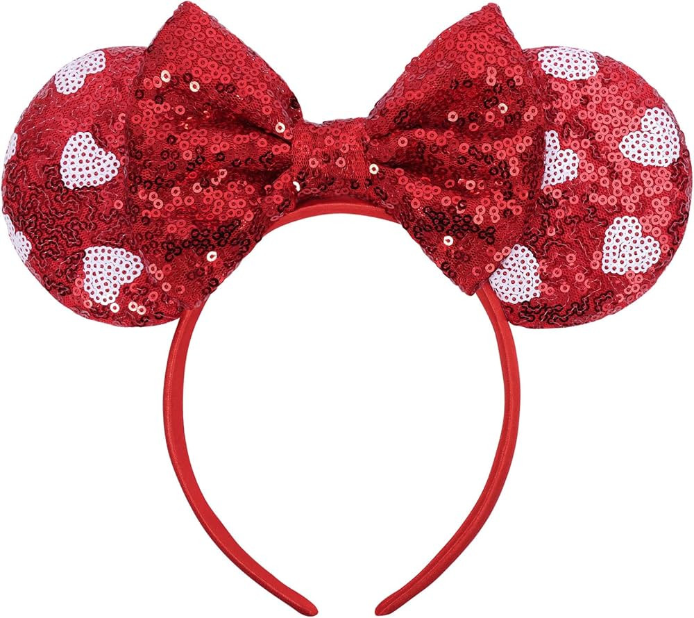 Valentine's Day Mouse Ears, Mouse Ears Valentine Headband for Adult Women Girls, Parks Ears for T... | Amazon (US)