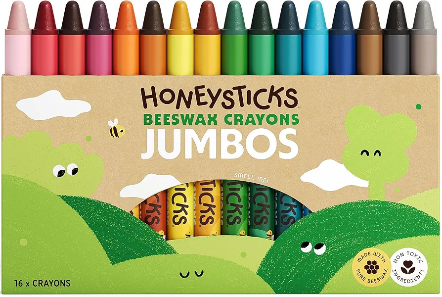 Honeysticks Jumbo Crayons (16 Pack) - Non Toxic Crayons - 100% Pure Beeswax and Food Grade Colors... | Amazon (US)