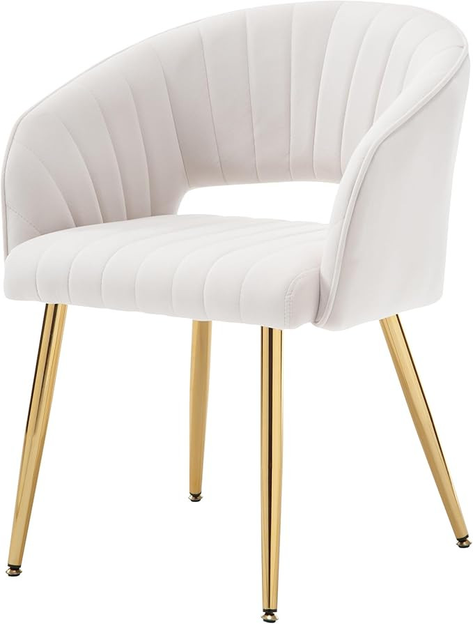 Westice Velvet Home Office Desk Chair Set of 1, Modern Tufted Vanity Chairs with Gold Metal Legs,... | Amazon (US)