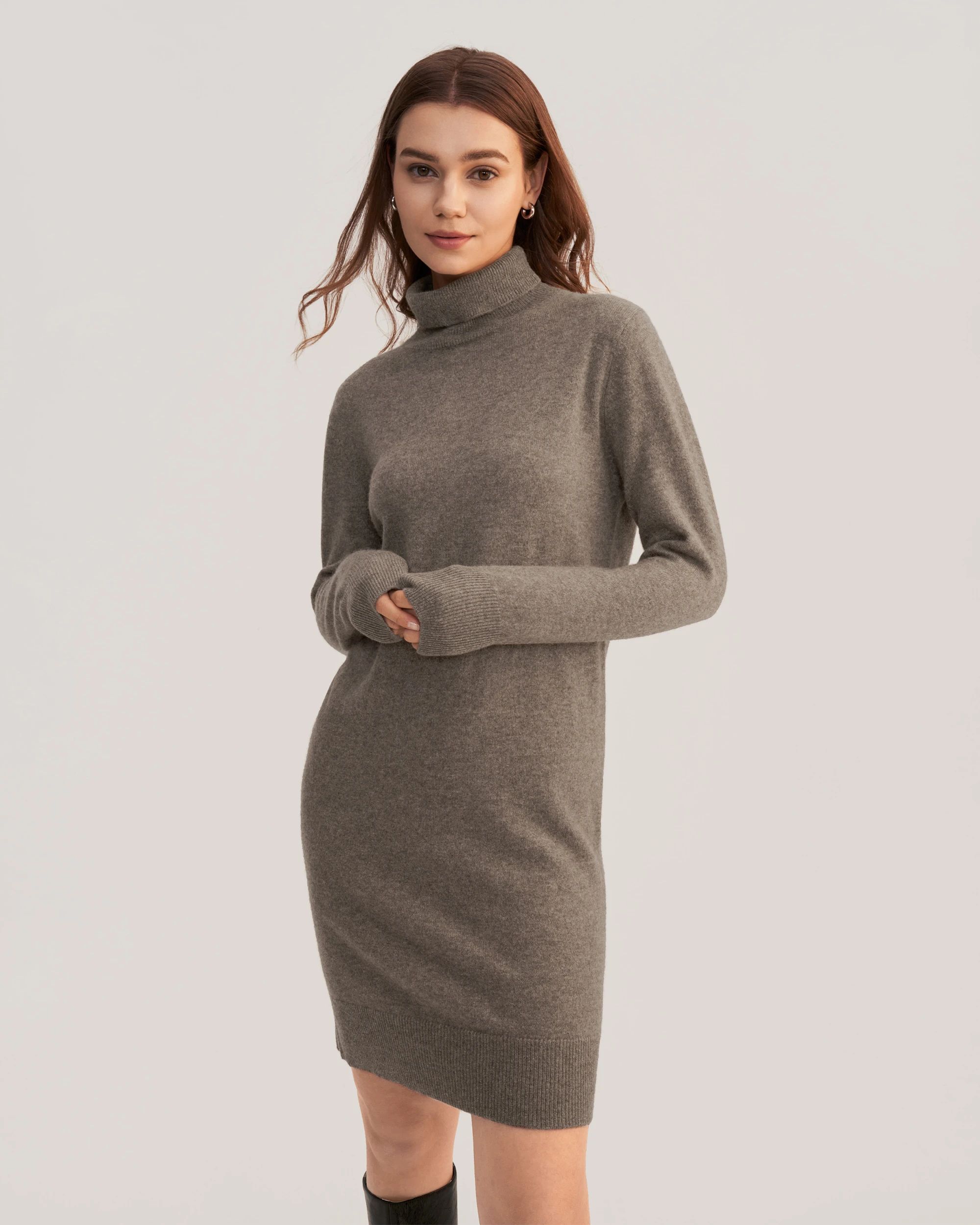 Classic Turtleneck Cashmere Dress | LilySilk