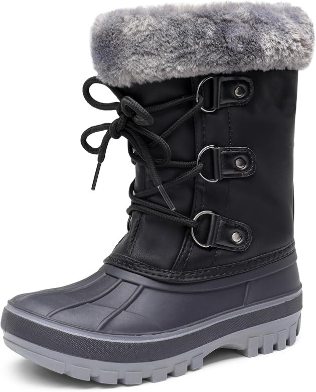 DREAM PAIRS Boys & Girls Faux Fur-Lined Ankle Winter Snow Boots | Amazon (US)