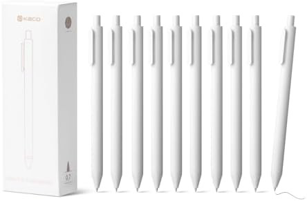 Kaco PURE White Gel Pens 0.5mm Fine Point Black Ink 10 Count, Quick Dry Smooth Writing, Aesthetic... | Amazon (US)