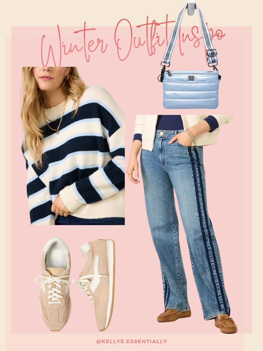 Love this striped sweater and jeans with the stripes down the side. The beige sneakers are super cute too! 

 #LTKootd #LTKFindsUnder100