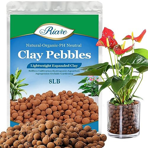 Riare 8 LBS Organic Expanded Clay Pebbles - 4mm-16mm Natural Leca Balls Lightweight Hydroponic Clay Pebbles for Indoor Plants, Hydroponic Growing, Plants Drainage, Aquaponics, Terrarium | Amazon (US)