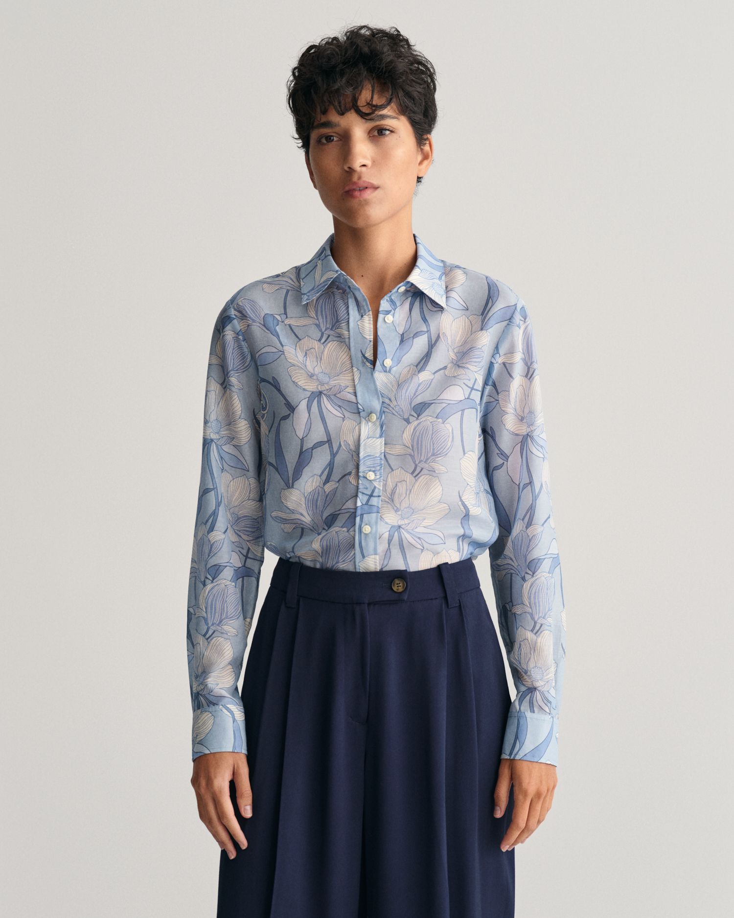 Regular Fit Magnolia Print Cotton Silk Shirt | Gant
